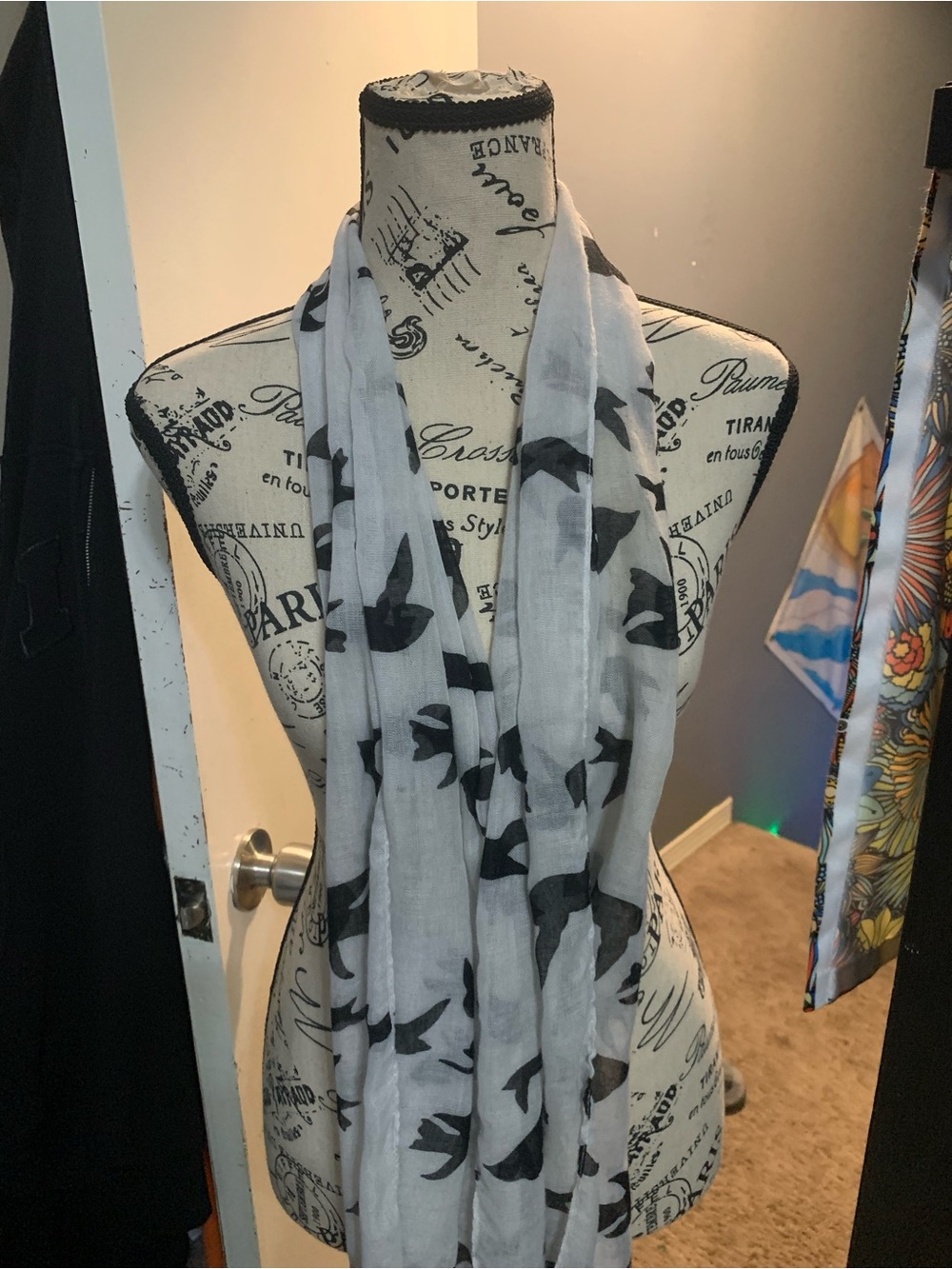 Light bird scarf/pink cat scarf-set of 2
